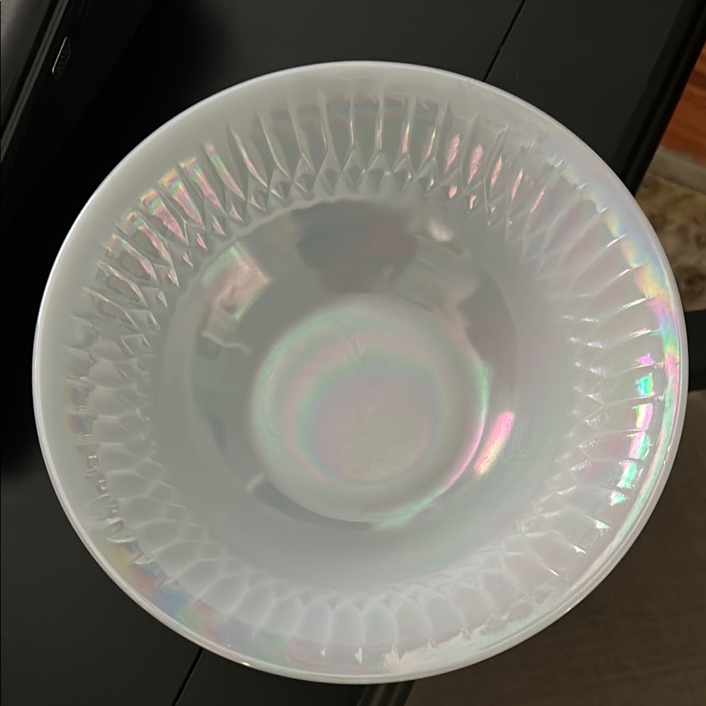 Iridescent White Glass Bowl